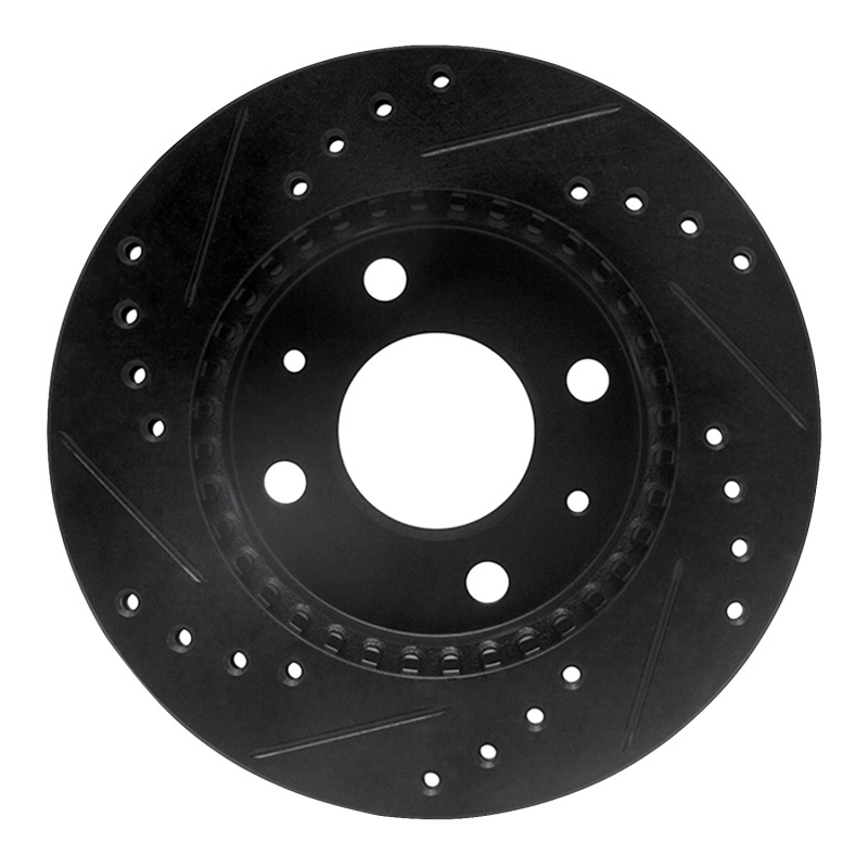 Nissan Lucino Brake Rotor (1) - Front Right - R1 Concepts - Drilled & Slotted - Black - `95-`00